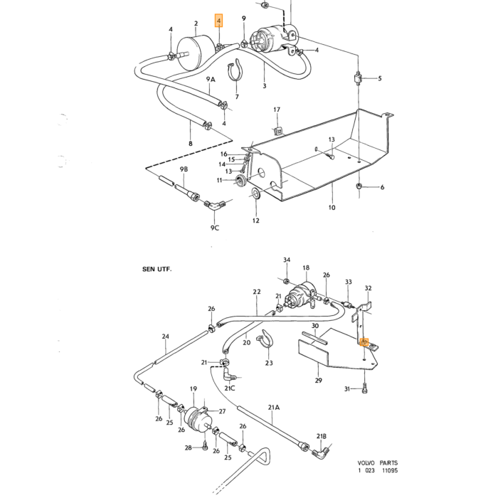 Volvo Schroef parker chrome portier amazon en ruit bediening Volvo onderdeel nr 955137