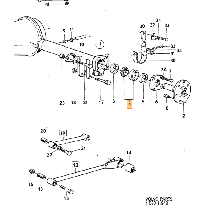 Volvo Bout UNC 7/16 x 57mm lang oa differentieel 240 achteras Volvo onderdeel nr 955551