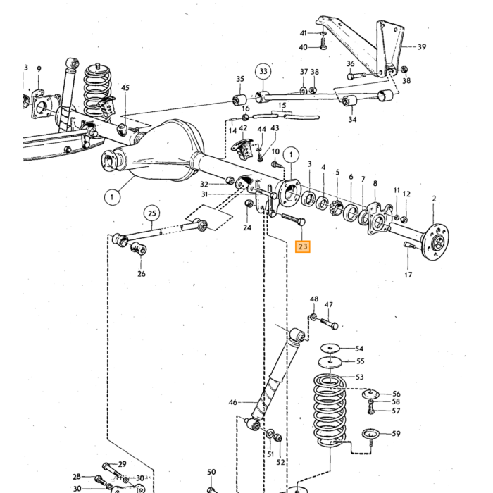 Volvo Bout silent bloc achteras 140+164 voor 675778 incl moer UNC 5/8-11x4 vervanging) Volvo onderdeel nr 955744