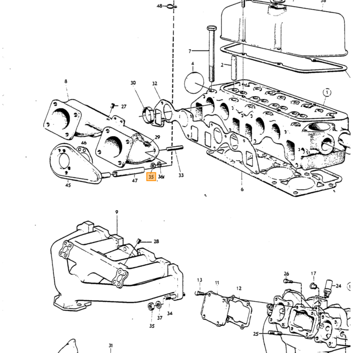 Volvo Moer UNC 5/16 oa tapeind spruitstuk etc B16 B18 B20 B30 Volvo onderdeel nr 955826