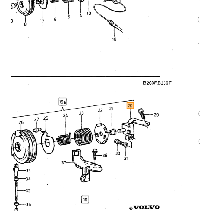 Volvo Ball tapeind gassysteem D24 gasstang D24 240 260 740 760 Volvo onderdeel nr 959083