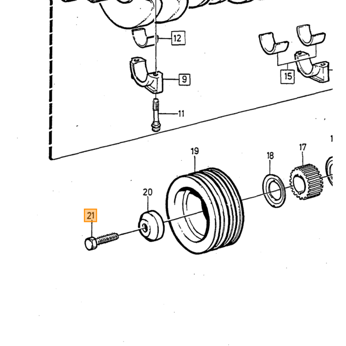 Volvo Krukas poelie trillings demper  bout Benzine B200 B230 M16 79 5mm  pulley (rekbout!)  Volvo onderdeel nr 963319