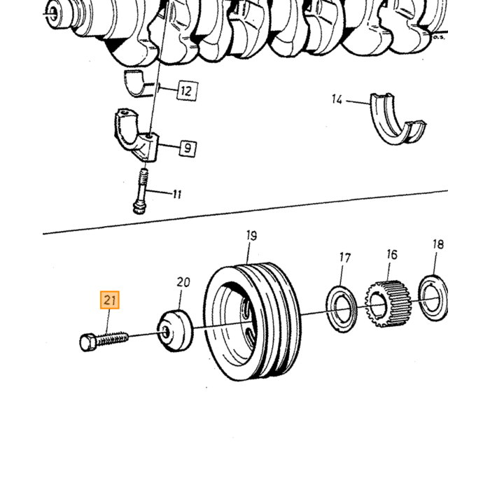 Volvo Krukas poelie trillings demper  bout Benzine B200 B230 M16 79 5mm  pulley (rekbout!)  Volvo onderdeel nr 963319