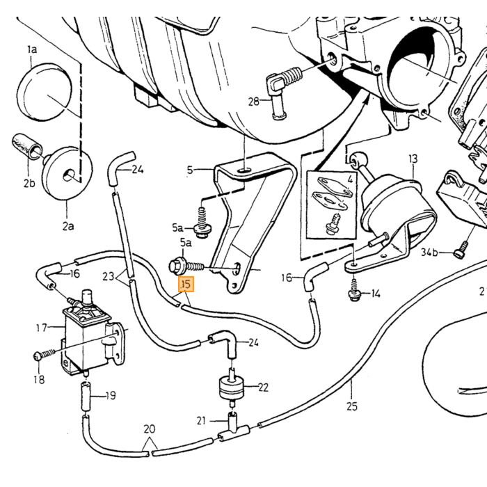 Volvo Reparatieset Carterontluchting 5-CYL Turbo Volvo C70 - V70 - XC70 - XC90 - S60 - S80 '04- Volvo onderdeel nr 976584