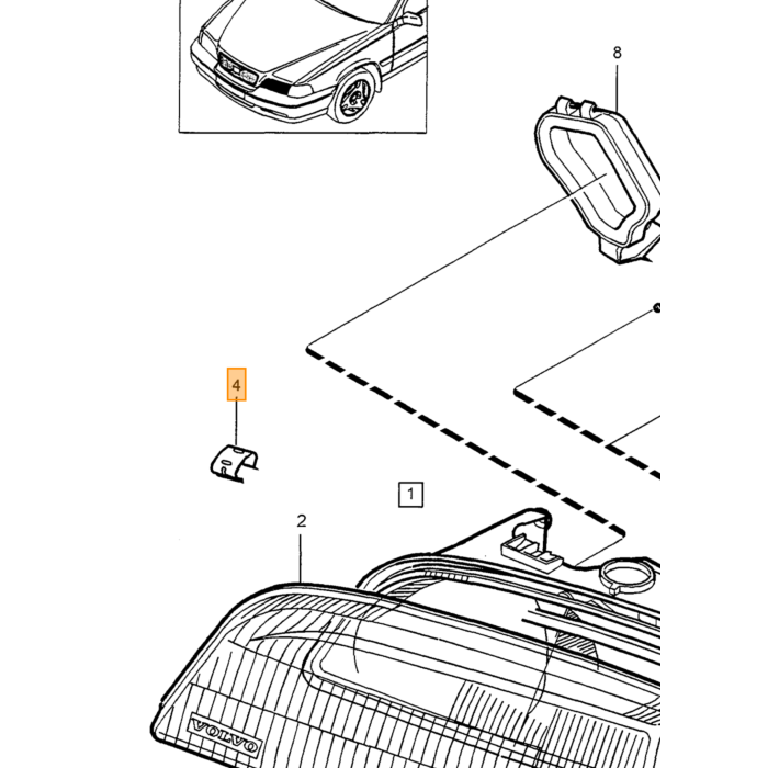 Volvo Achterlicht Boven Rechts Volvo V70 - XC70 Volvo onderdeel nr 979623