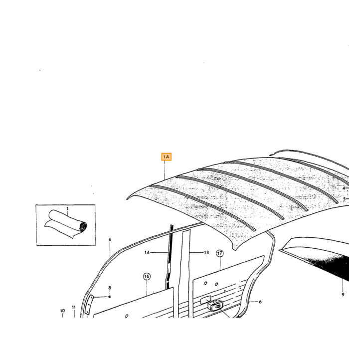 Innertak Amazon sedan perforerad vinyl takklädsel 1964+ svart