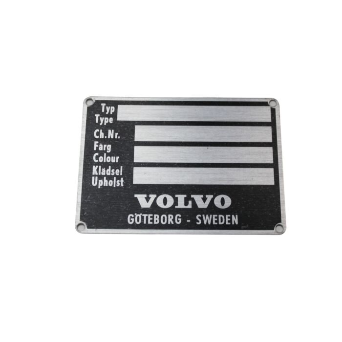 Typskylt aluminium blank (under motorhuven) PV444+P1800+PV544+Amazon