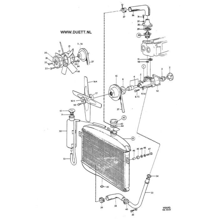 Volvo Waterpomp B18+B20 incl pakkingset en rubbers ( fabr Hepu Germany) 271602 Volvo onderdeel nr WP602