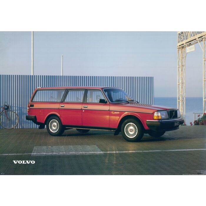 Volvo Poster 240 estate 245 rood in haven reproductie Volvo onderdeel nr poster245