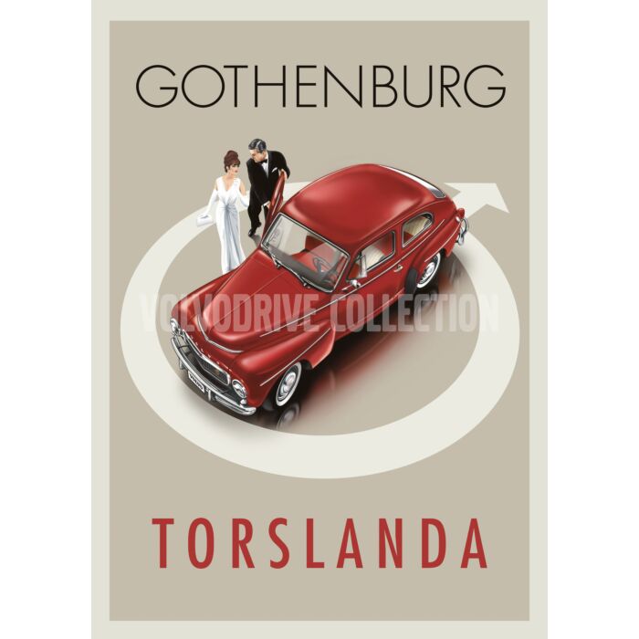 Poster PV gothenburg torslanda  PV544 red retro poster