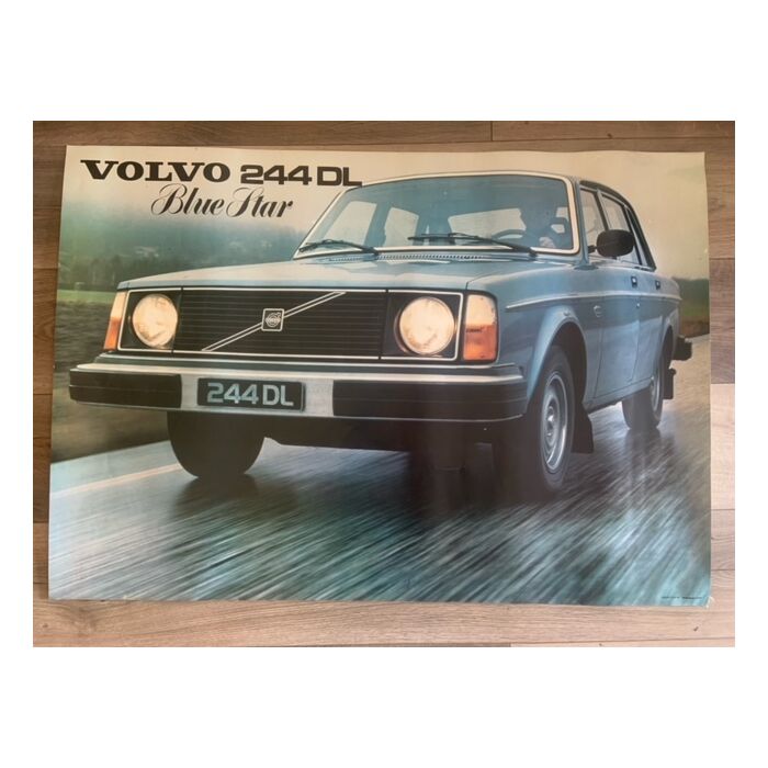 Poster Volvo 244 DL Blue Star, Reproductie Origineel, B1 Formaat 70 x 100 cm
