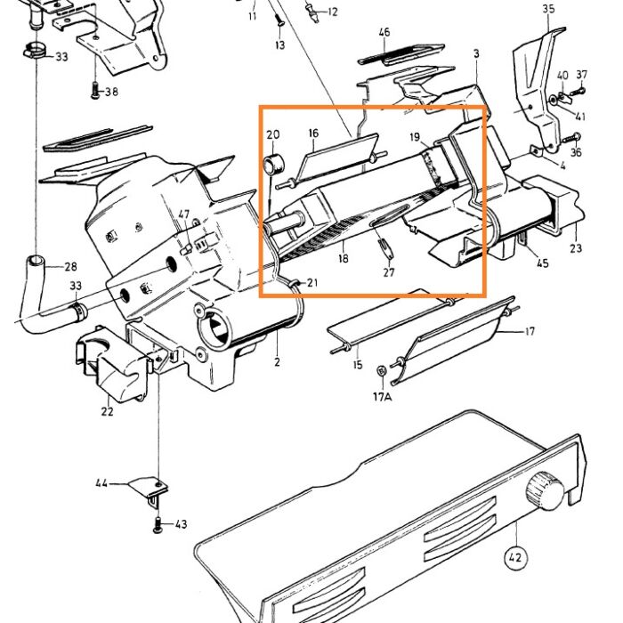 Volvo Kachel radiateur 240+260 type zonder airco nieuw Volvo onderdeel nr 1211303