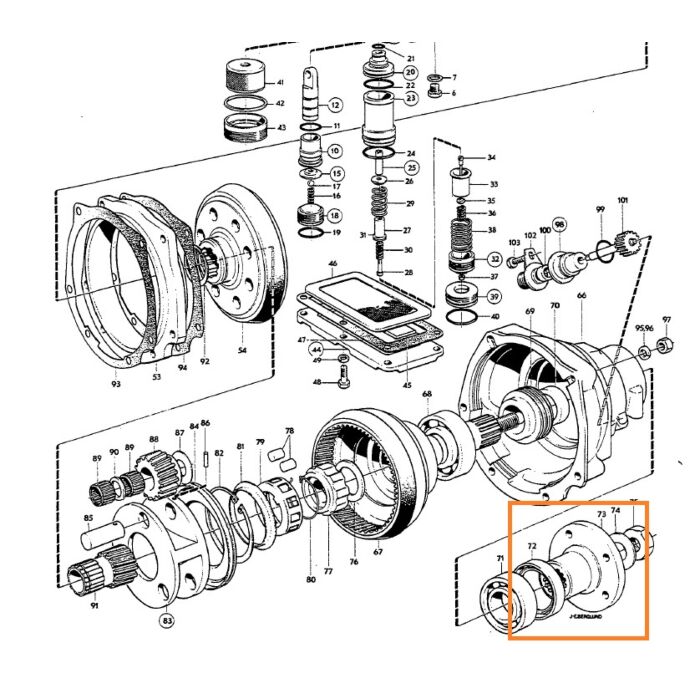 Volvo Aandrijf flens uitgaande as overdrive M41 120  130  220  140  200  P1800 asmaat fijne splines 25MM flensmaat 87mm  Volvo onderdeel nr 380685