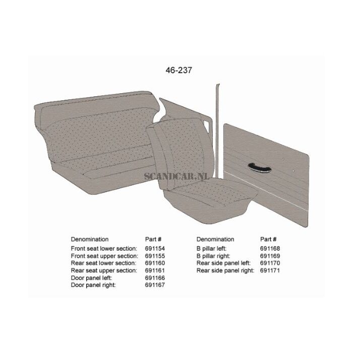 Bekleding PV544 B stijl links grijs 49-239