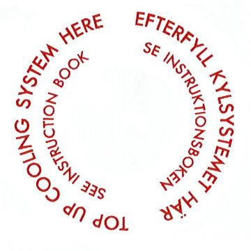 Sticker inchTop up cooling system hereinch vuldop rood op wit(673336) dop radiateur