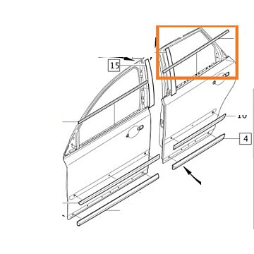 schraaplijst portierruit V50 S40 links achter 31297662