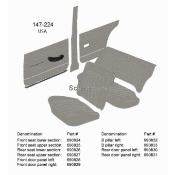 Bekleding Amazon 4 deurs B stijl links grijs 149-226