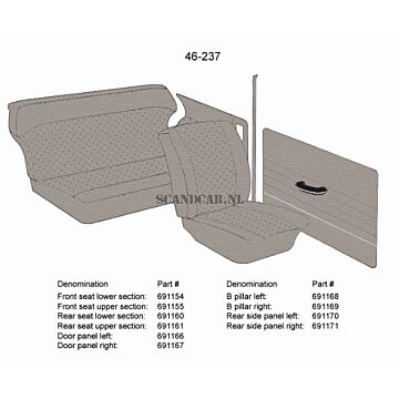 Bekleding PV544 B stijl links grijs 49-239