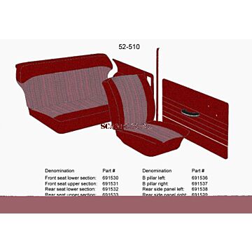 Bekleding PV544 zijpaneel rood zie set 691538