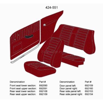 Bekleding Amazon 2D zijpaneel cover Rechtsachter rood 424-551 zie set 692153