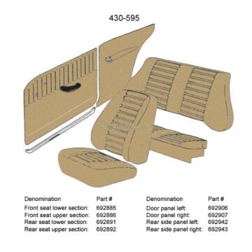 Bekleding Amazon 2 deurs zijpaneel Rechtsachter beige 430-595 - is een onderdeel van 692942 (niet los leverbaar)