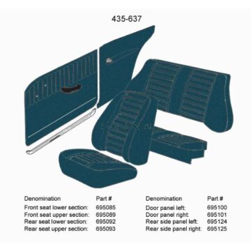 Bekleding Amazon 2 deurs achterpaneel bekleding Rechts blauw 1970 435-637