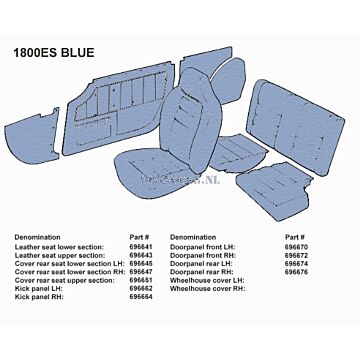 Bekleding P1800ES achterbank rug blauw