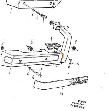 Armsteun portier 240+260 zwart links NOS