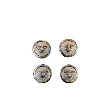 Wieldop Volvo, Set, Naafdop, Naafkap, Wheel Cap, Hub Cap, Volvo 240+260, 70mm metaal voor velg 1229734 1229778 1229792 1359670, Volvo onderdeel 1206278, Gebruikt, Used