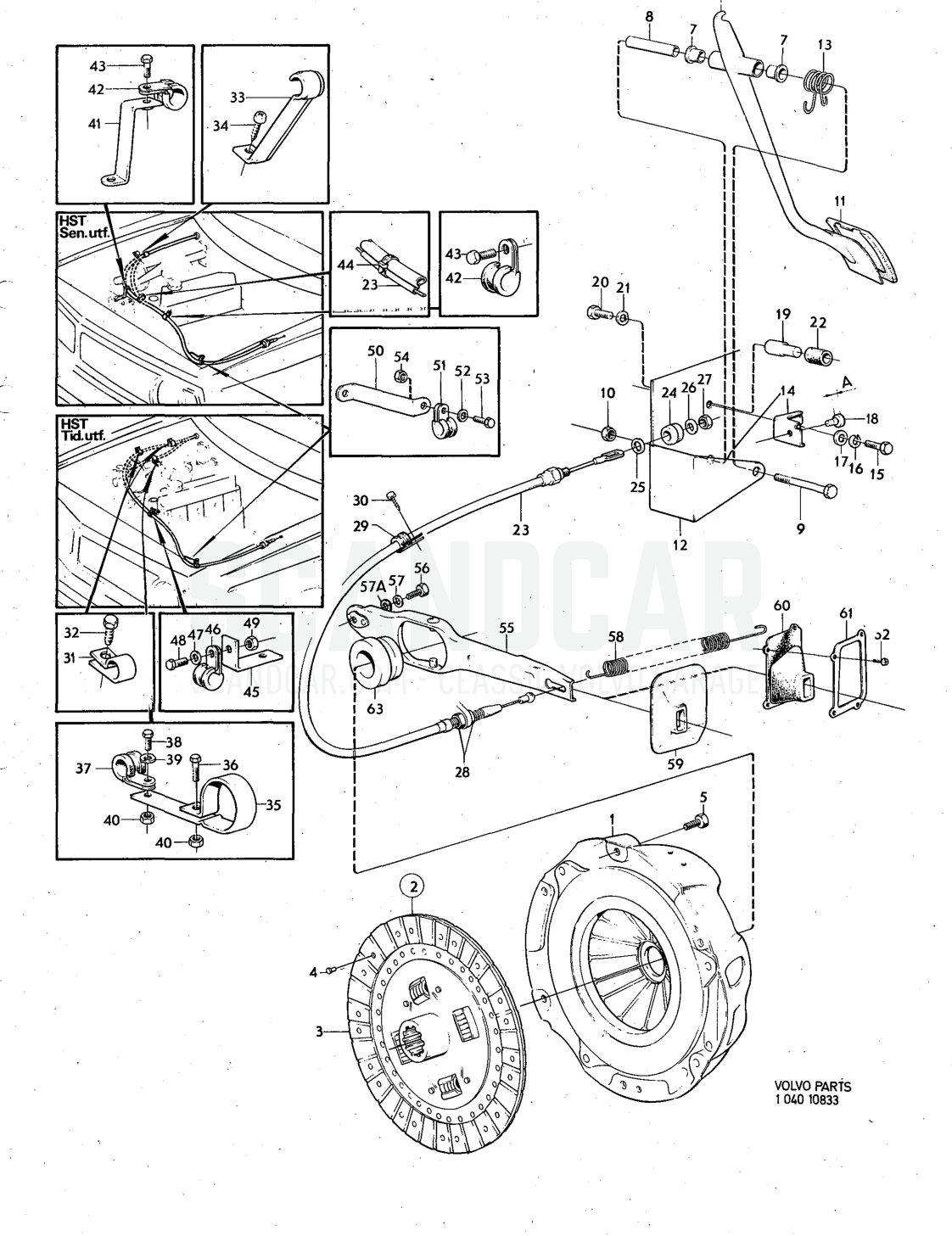 linkage Illustration Sats Kit - sprängskiss, Övriga delar, Volvo 140-serien upp till 1972