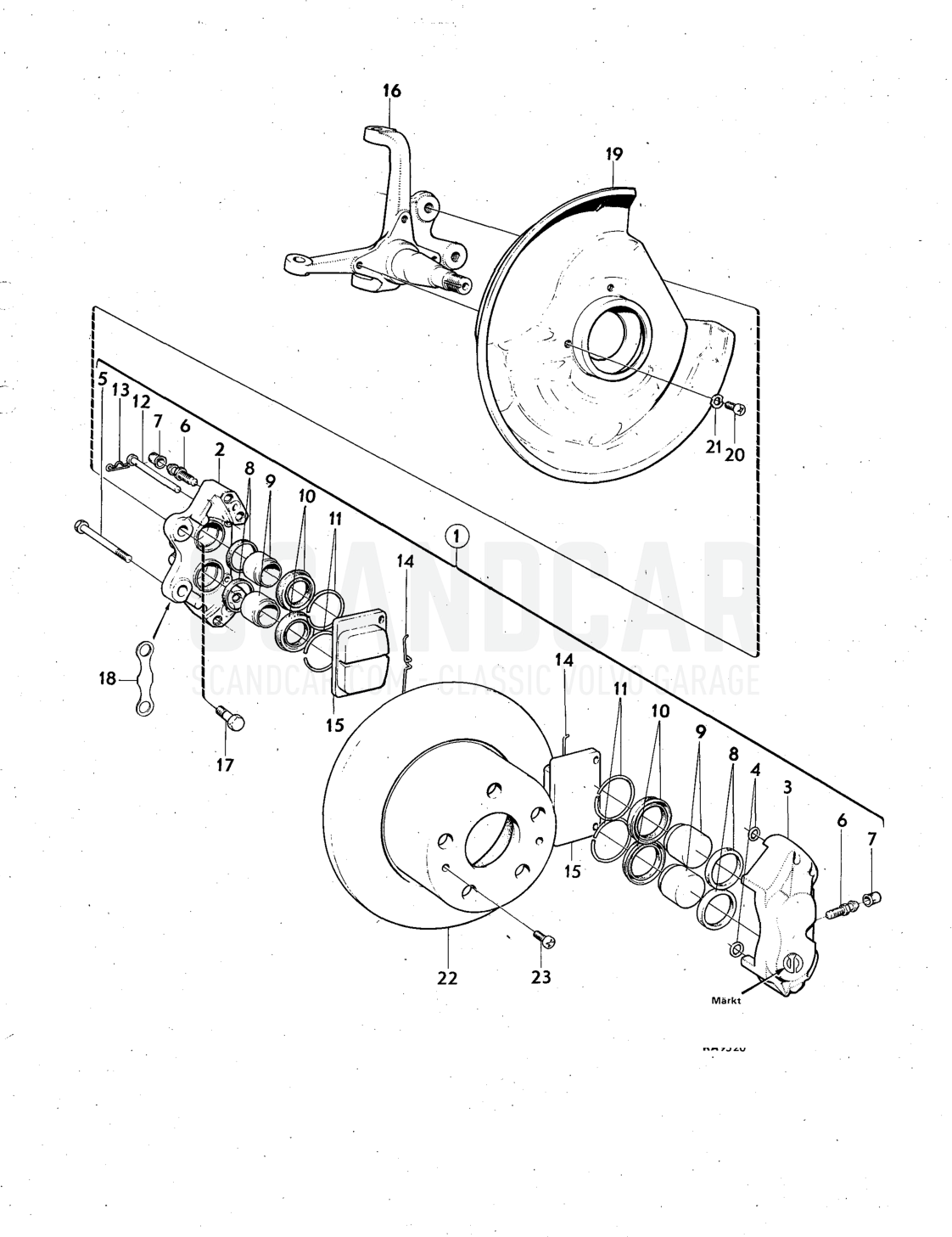 wheel brakes, Illustration Sats Kit - sprängskiss, Övriga delar, Volvo 140-serien upp till 1972