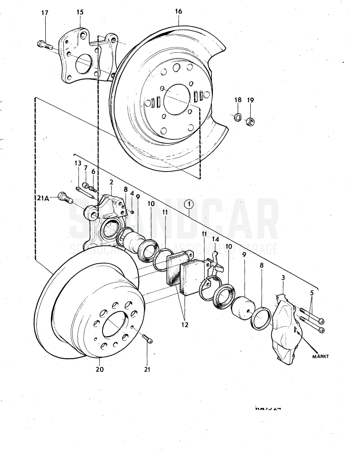 wheel brakes, Illustration Sats Kit - sprängskiss, Övriga delar, Volvo 140-serien upp till 1972
