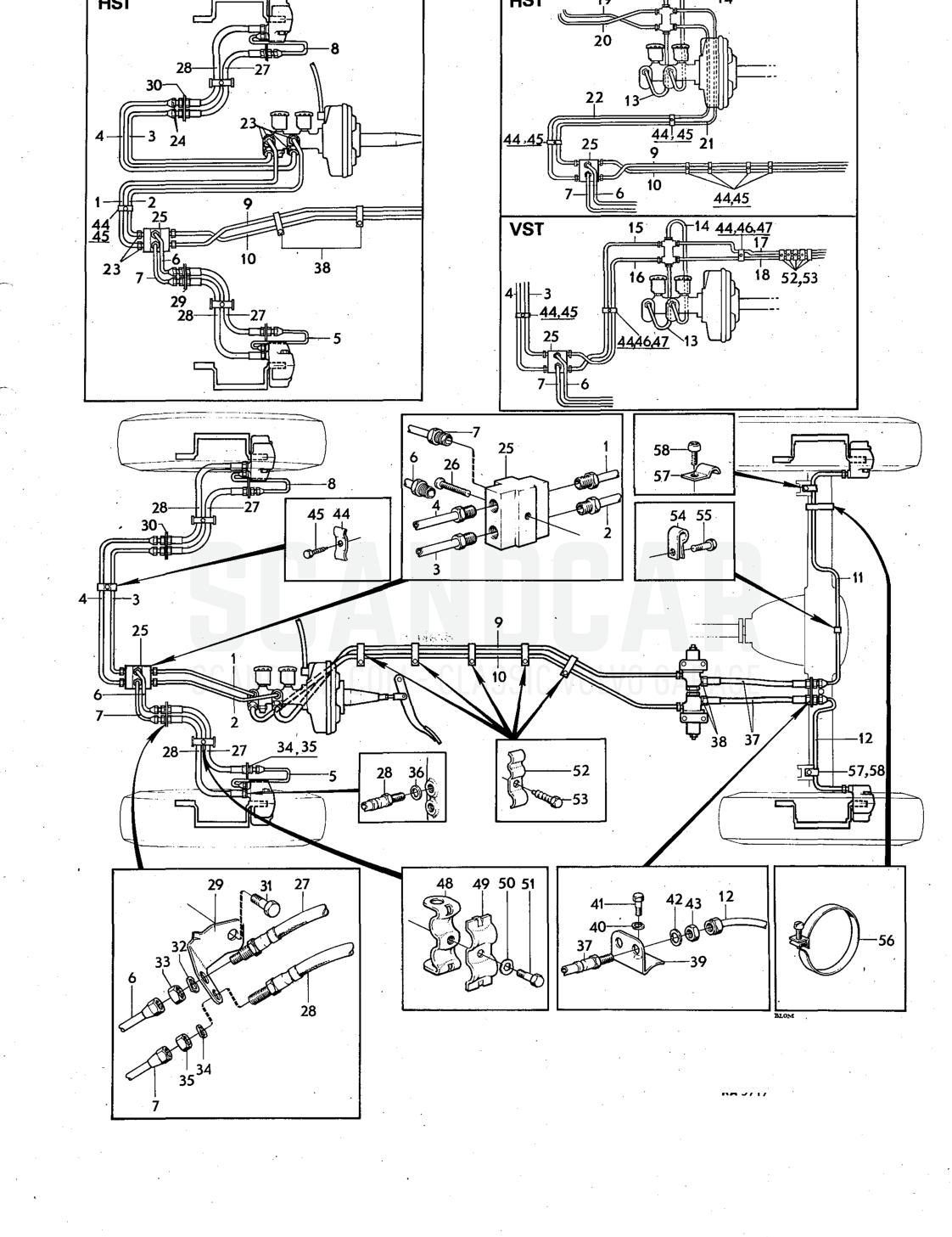 lines Illustration Sats Kit - sprängskiss, Övriga delar, Volvo 140-serien upp till 1972
