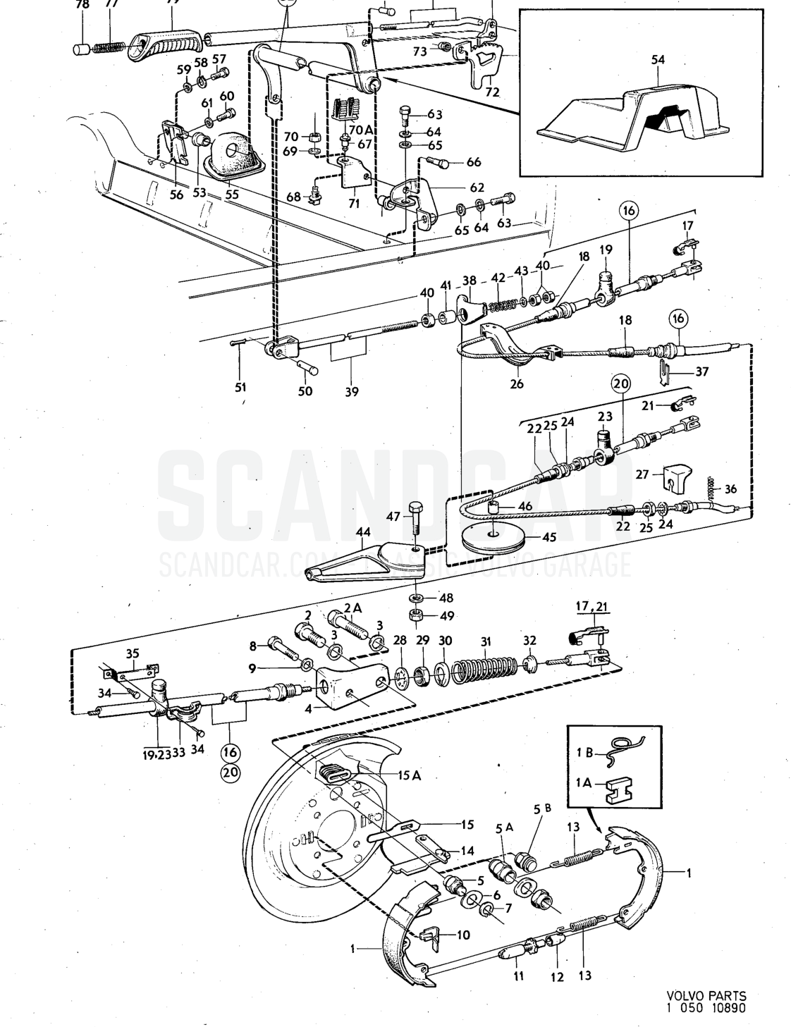 brake Illustration Sats Kit - sprängskiss, Övriga delar, Volvo 140-serien upp till 1972
