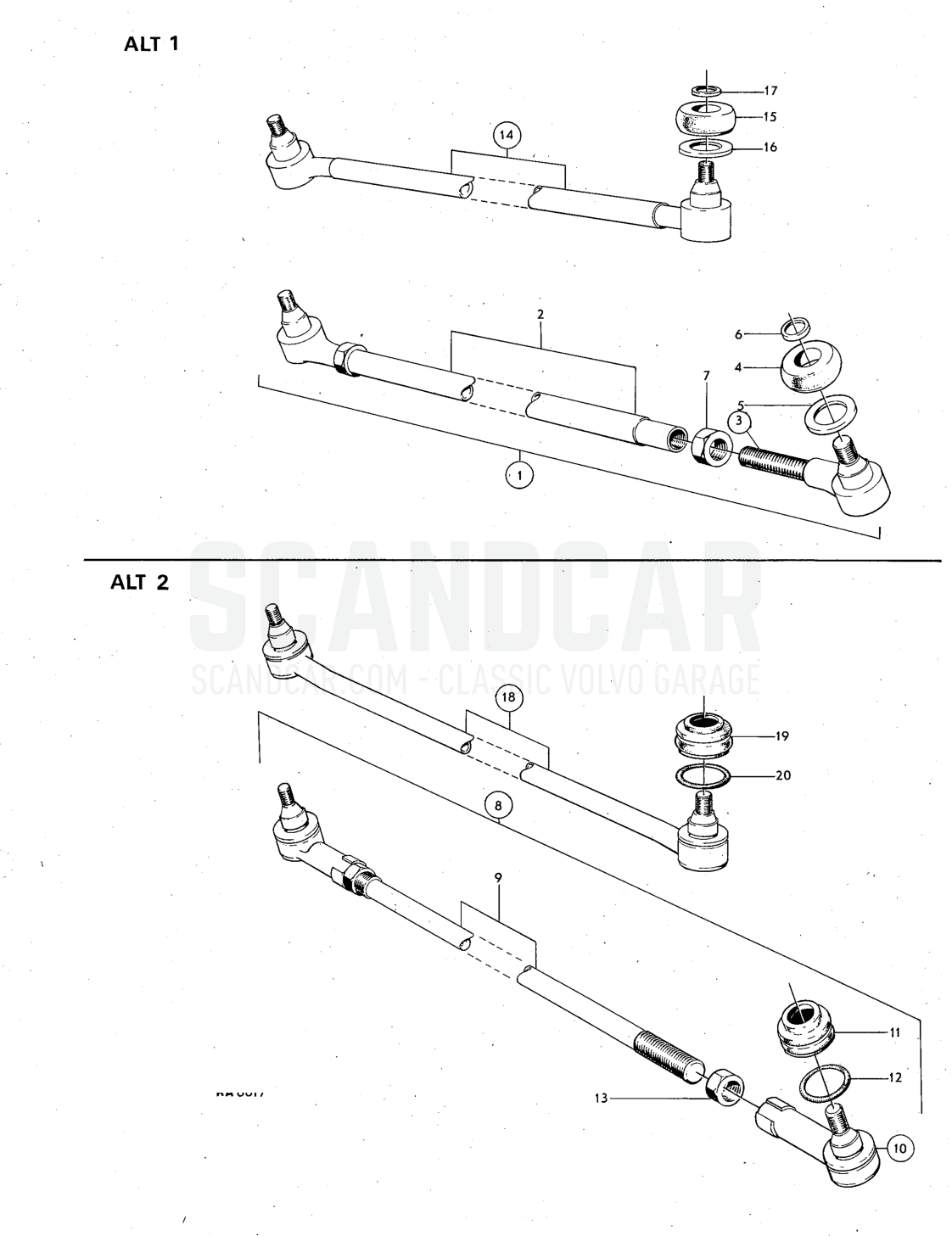rad, steering rad Illustration Sats Kit - sprängskiss, Övriga delar, Volvo 140-serien upp till 1972