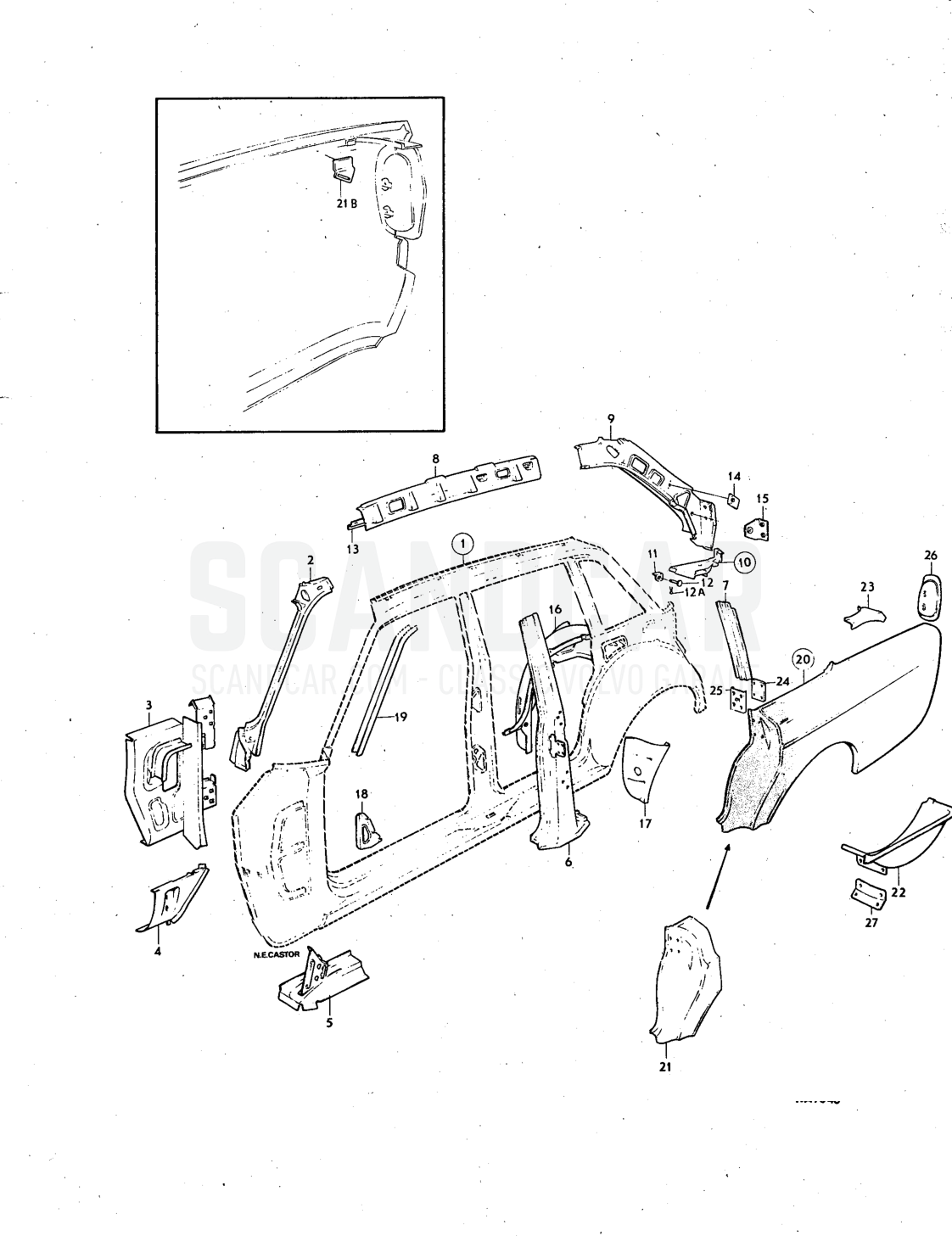 ustration Sats Kit - sprängskiss, Övriga delar, Volvo 140-serien upp till 1972