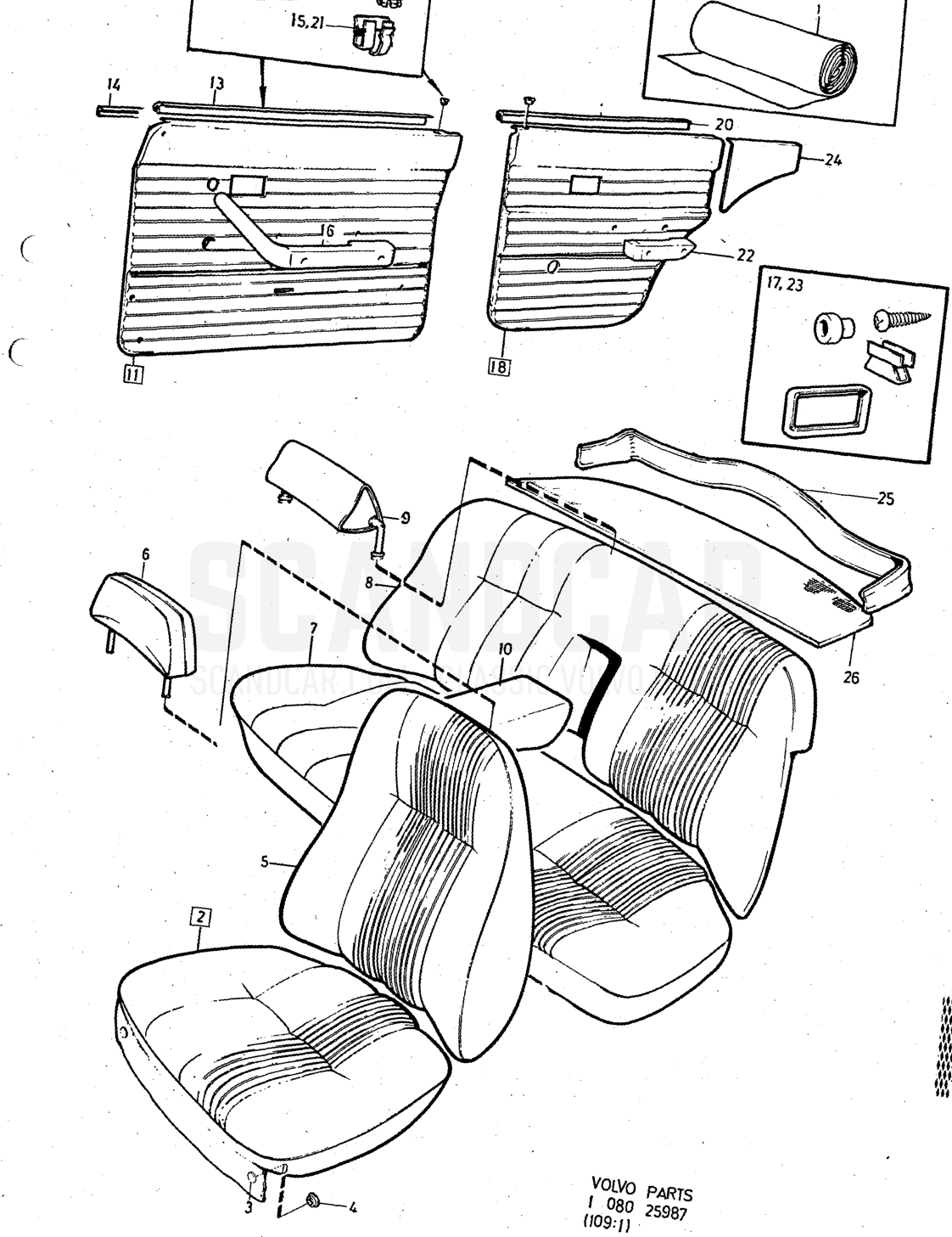 Illustration combination Sats Kit - sprängskiss, Övriga delar, Volvo 140-serien upp till 1972