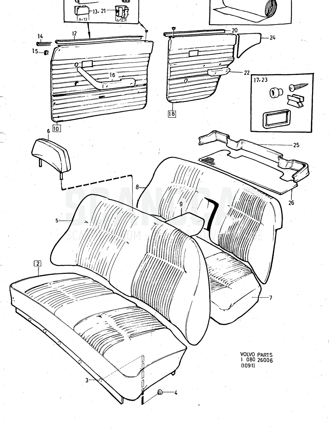 Illustration. combination Sats Kit - sprängskiss, Övriga delar, Volvo 140-serien upp till 1972