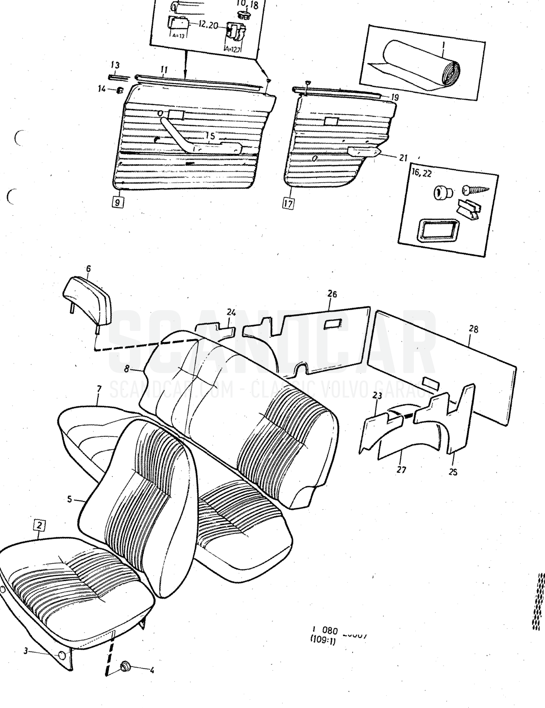 Illustration coinbination Sats Kit - sprängskiss, Övriga delar, Volvo 140-serien upp till 1972