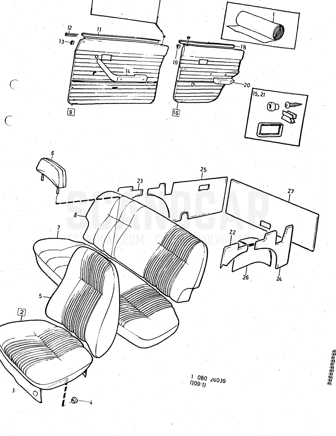 Illustration combination Sats Kit - sprängskiss, Övriga delar, Volvo 140-serien upp till 1972