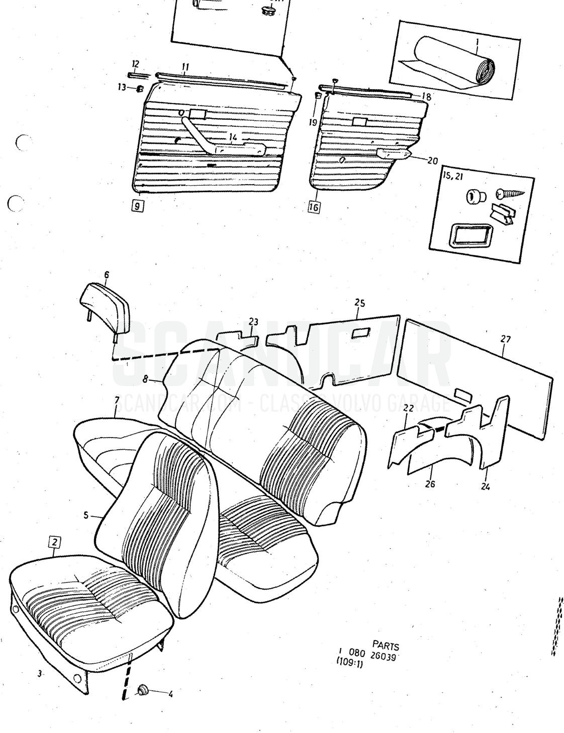 Illustration combination Sats Kit - sprängskiss, Övriga delar, Volvo 140-serien upp till 1972