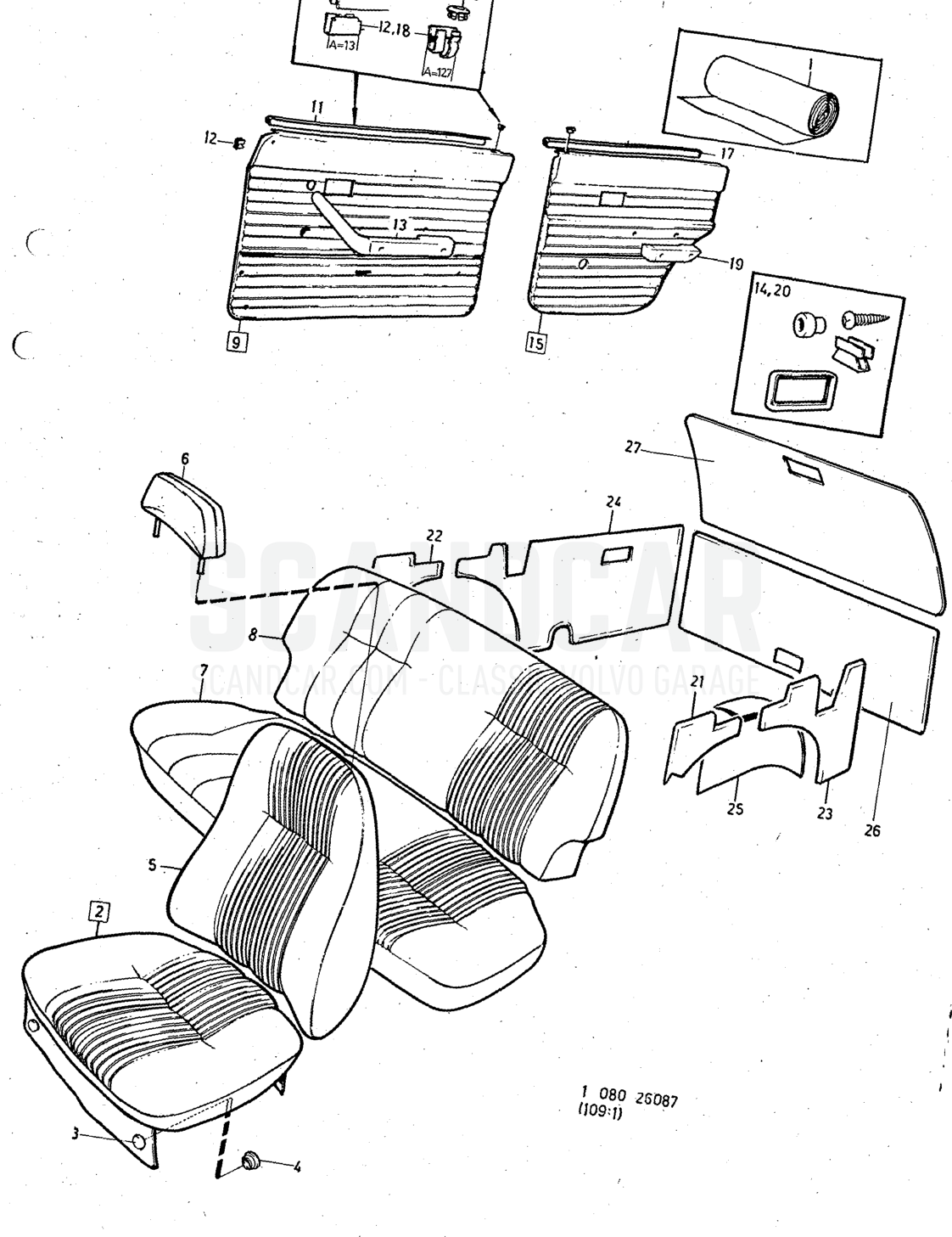 HT, Illustration combination SPEC UTF, Sats Kit - sprängskiss, Övriga delar, Volvo 140-serien upp till 1972
