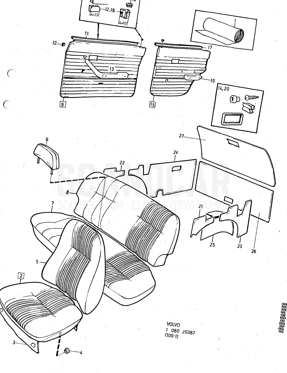 HT, Illustration combination SPEC UTF, Sats Kit - sprängskiss, Övriga delar, Volvo 140-serien upp till 1972