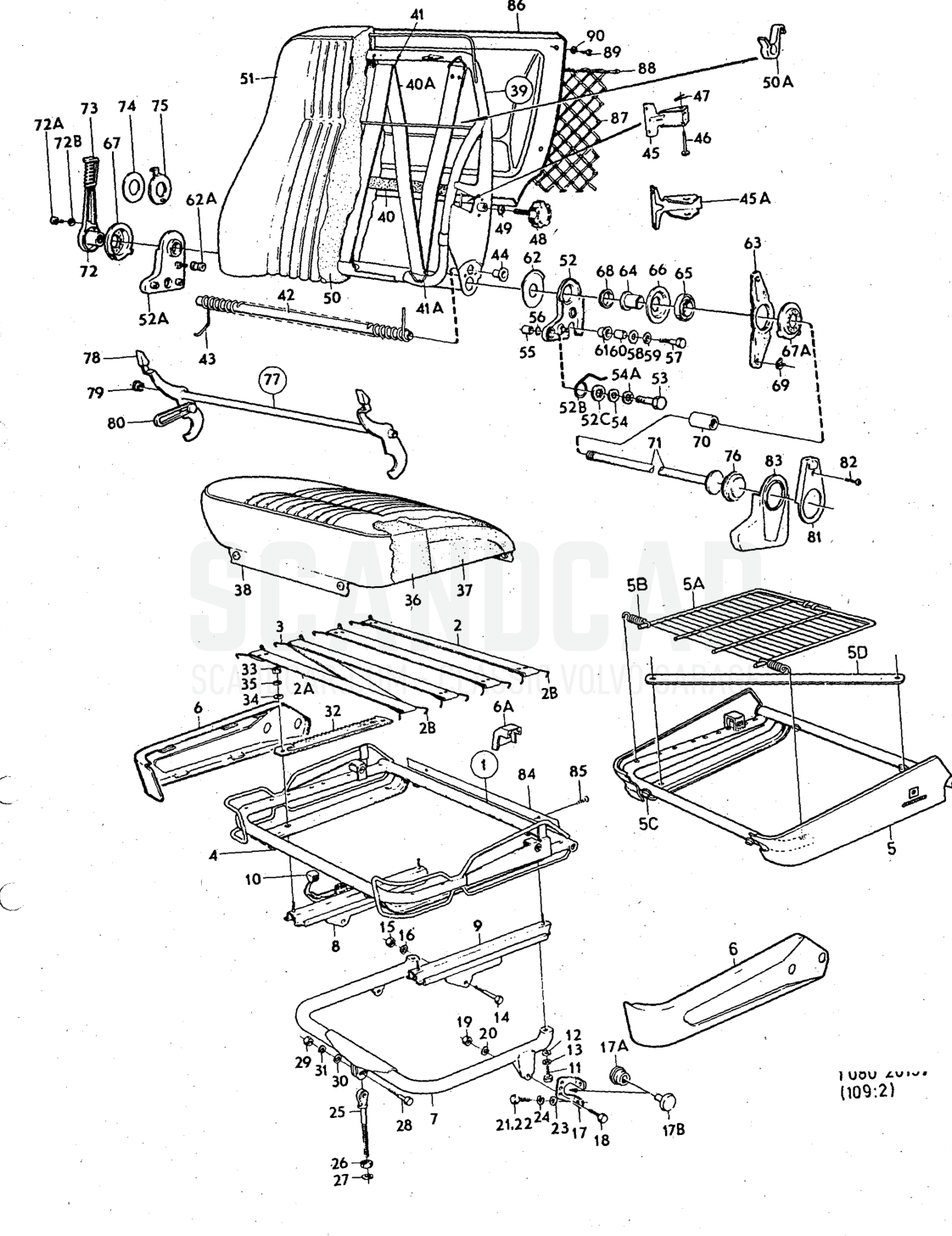 seats excl BAS, HT. Illustration Sats Kit - sprängskiss, Kraftöverföring - Bakaxel, Volvo 140-serien upp till 1972