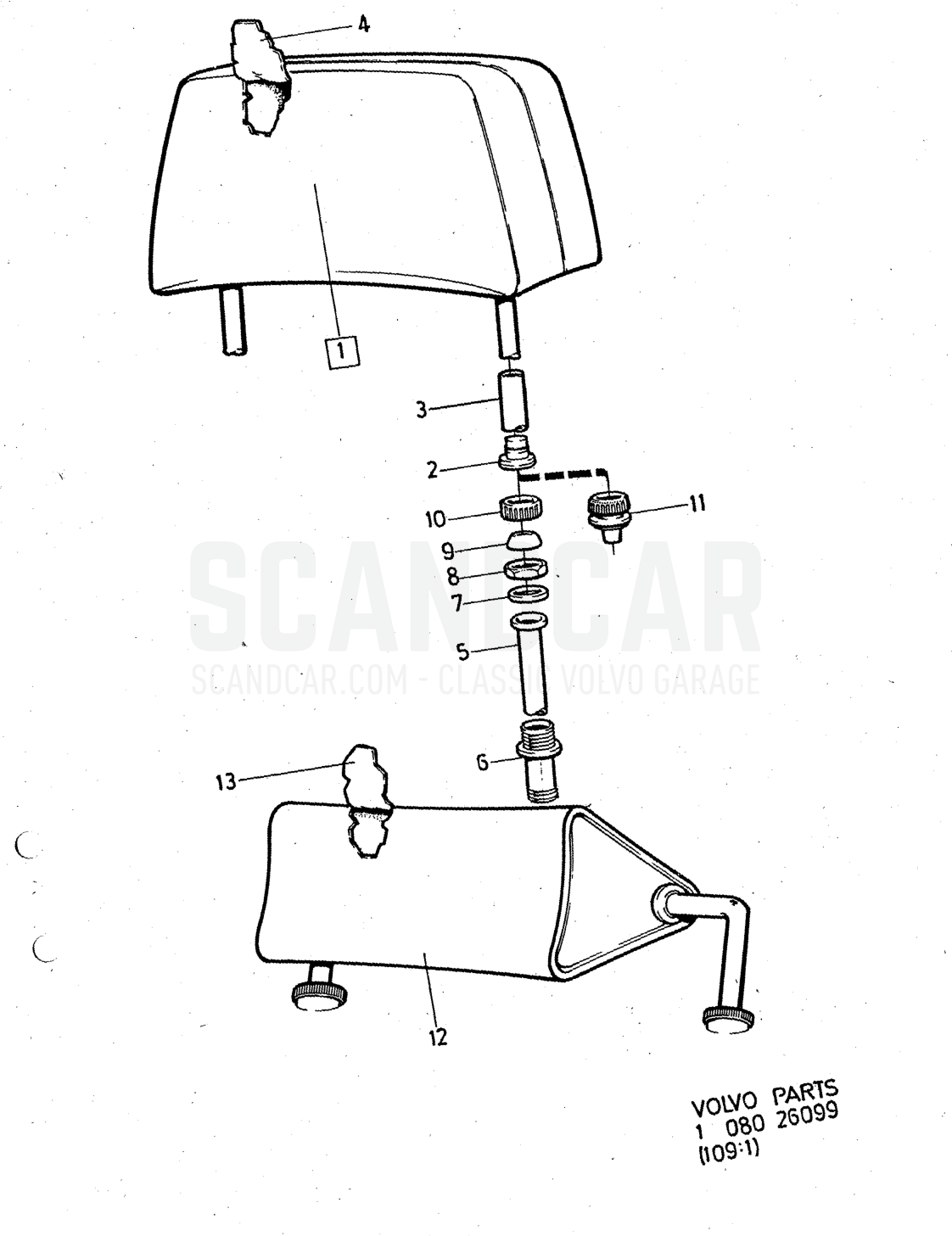 restraint, Illustration and rear, Sats Kit - sprängskiss, Kraftöverföring - Bakaxel, Volvo 140-serien upp till 1972