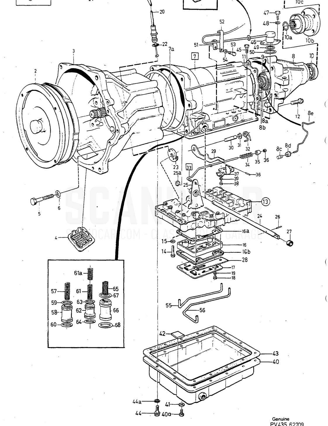 Kraftöverföring, sida 568 - sprängskiss, Volvo 240-serien från 1988