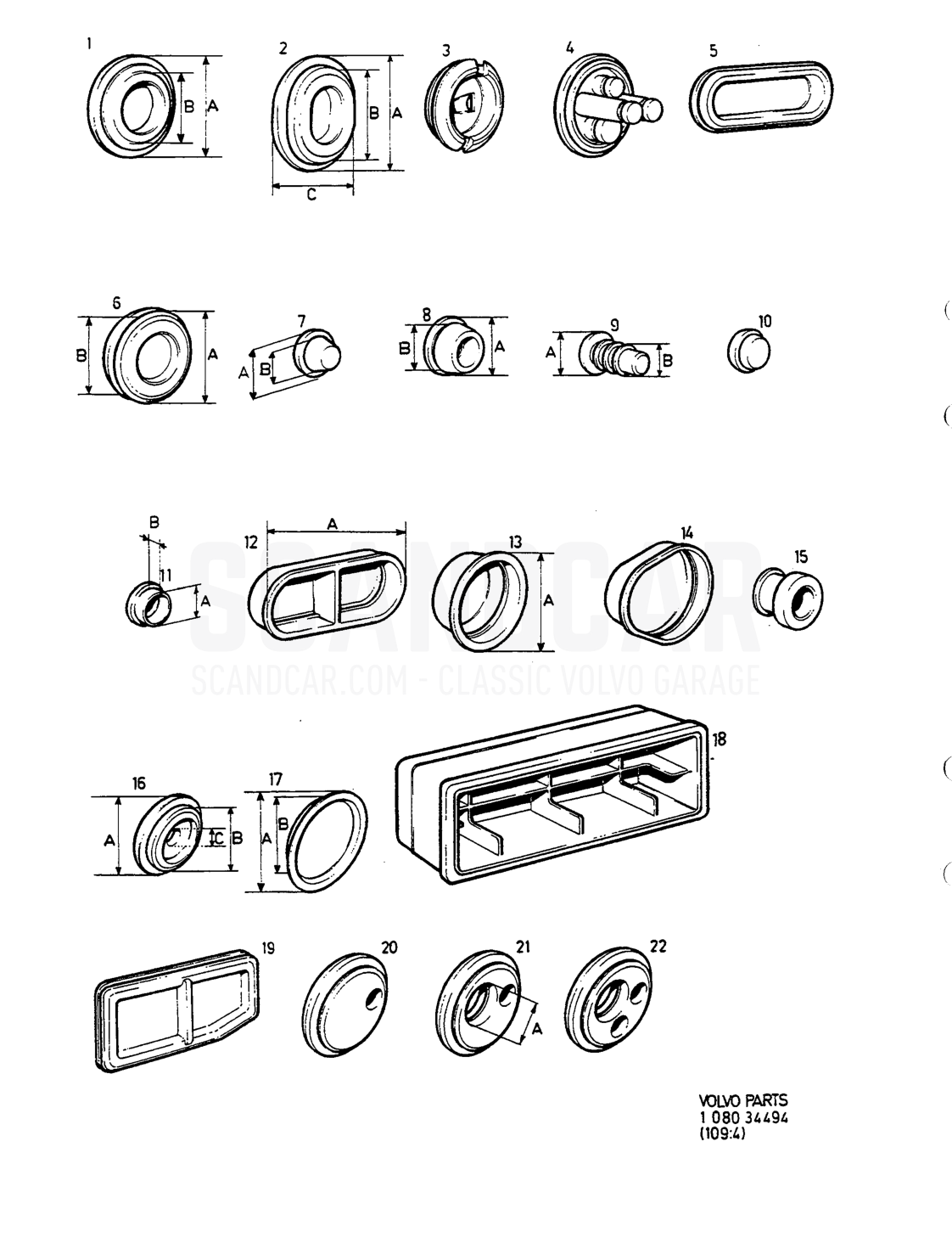DICHTUNGSMATERIAL KAROSSERIE - sprängskiss, Kaross och interiör, Volvo 740-760-serien upp till 1984