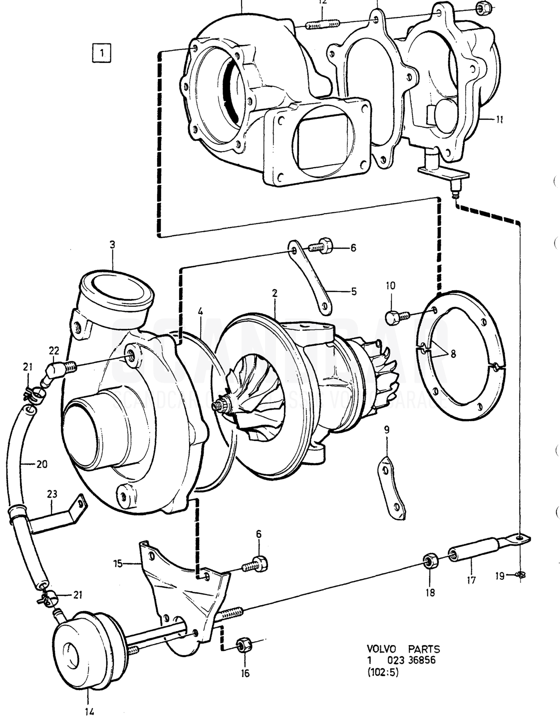 TURBOLADER - sprängskiss, Motor, Volvo 740-760-serien upp till 1984