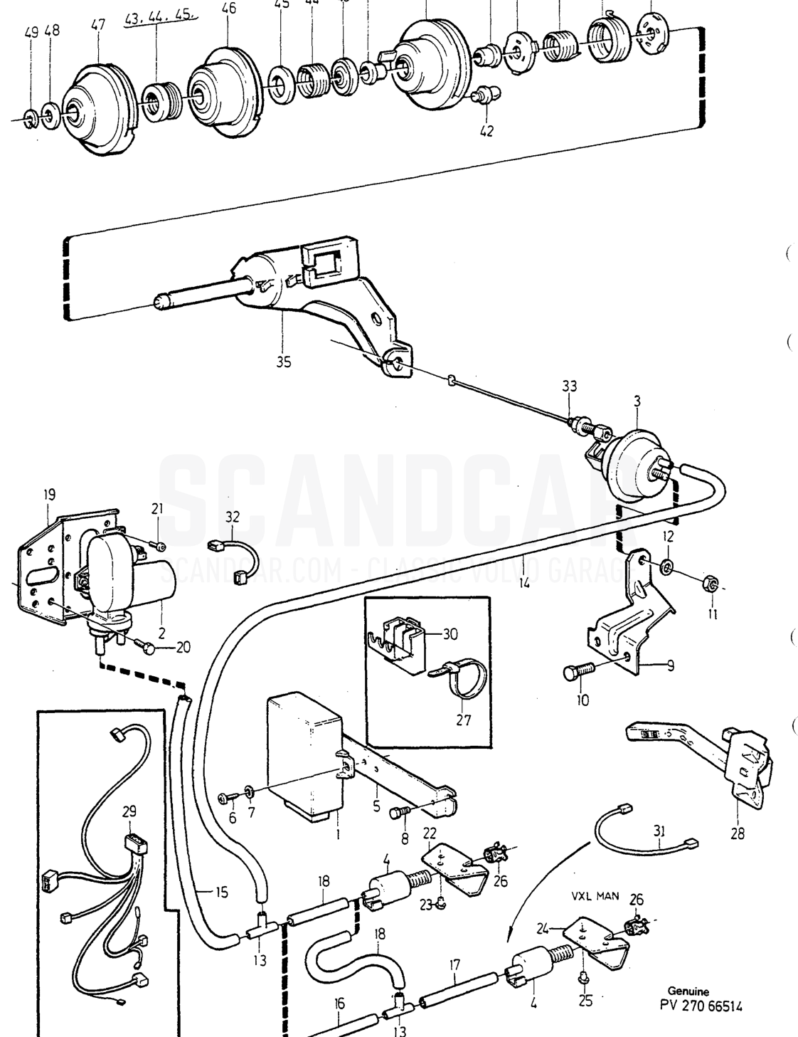 CHOKEREGLER - sprängskiss, Motor, Volvo 740-760-serien upp till 1984