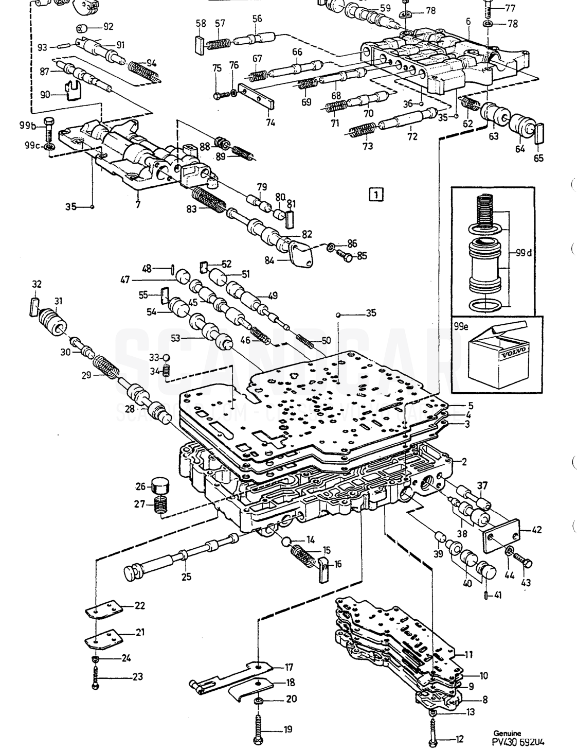 STEUERSYSTEM - sprängskiss, Kraftöverföring, Volvo 740-760-serien upp till 1984